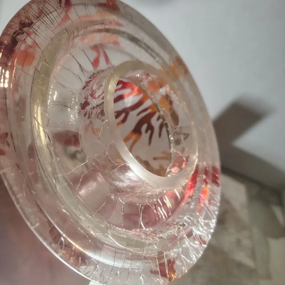 Yankee Candle Shade Crackle Glass Leaves Fire Branches Y2